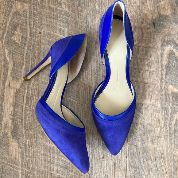 Gianni Bini | Lenon Royal Electric Blue Pointed Toe Leather & Fabric Heels - Picture 1 of 16